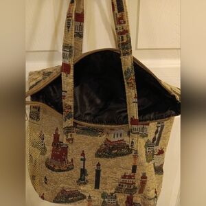 Lighthouse lined canvas shoulder tote